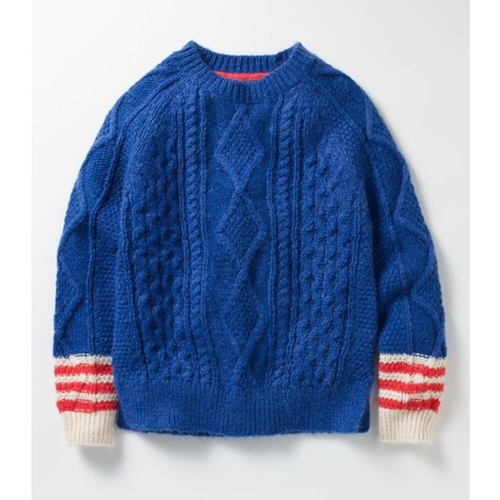 Mini Boden Johnnie B Blue Cable Knit Sweater Size 11-12Y